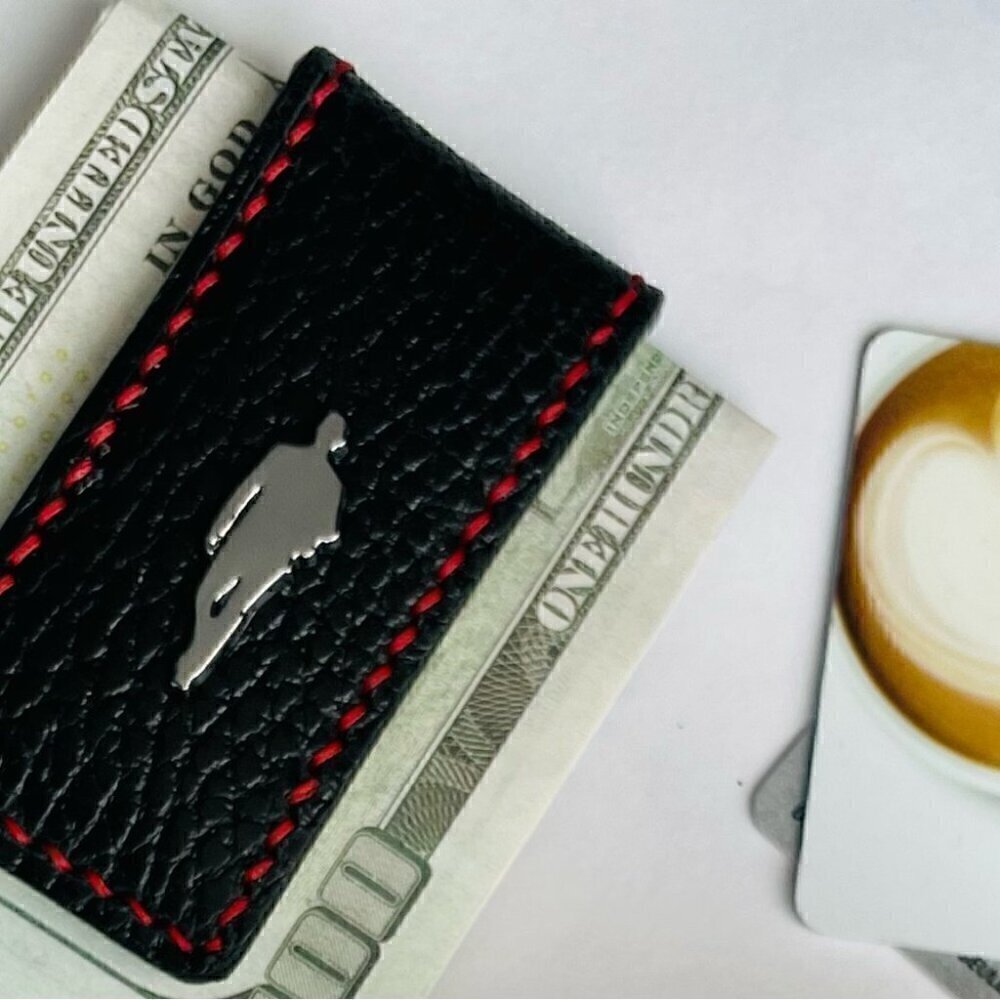 Hand Crafted Leather Money Clip, Strong Magnet, Accessory for Men (Black) - Picture 5 of 5